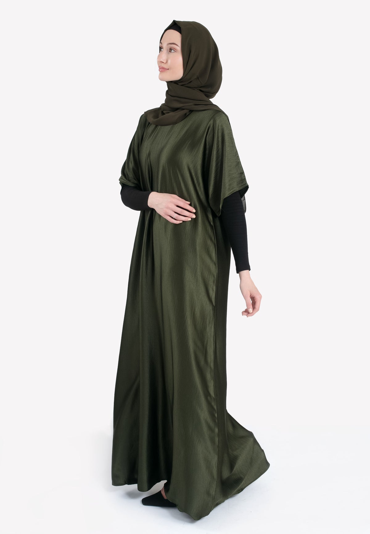 Olive Crepe Satin Inner Dress