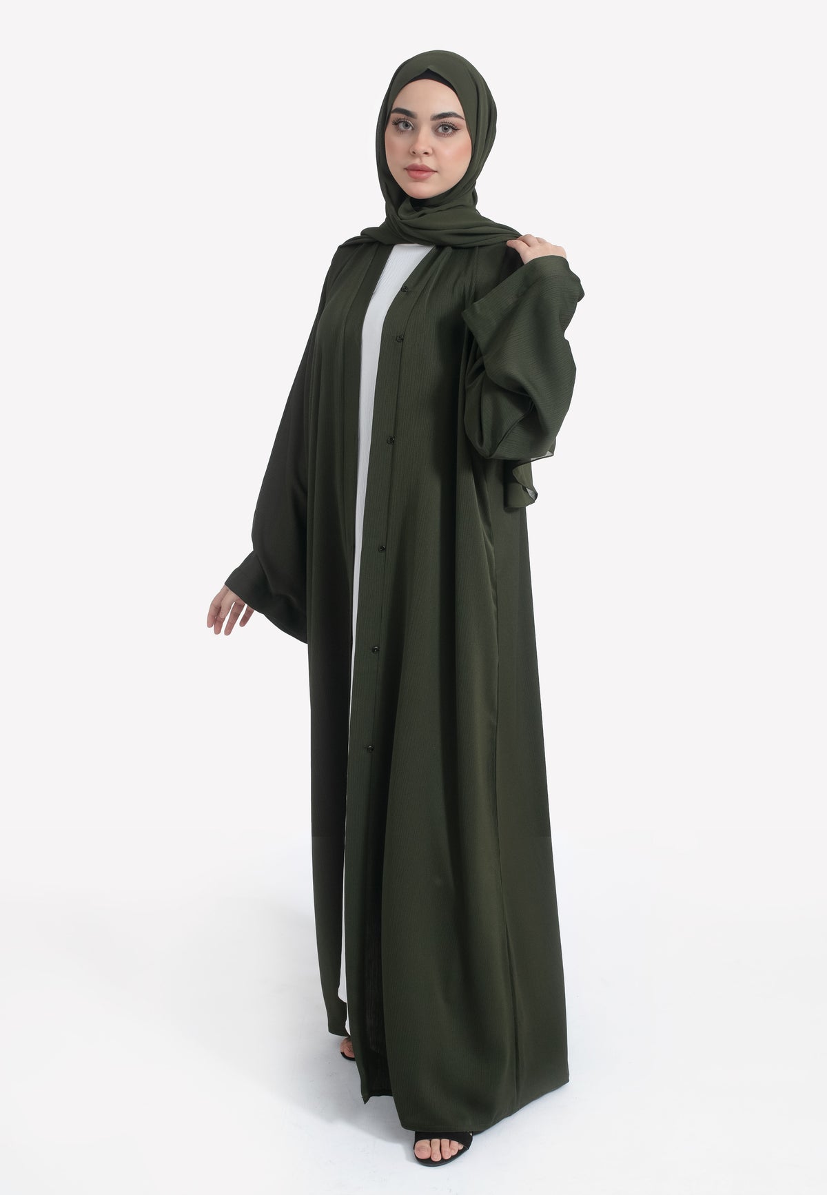 Olive Green Open Abaya