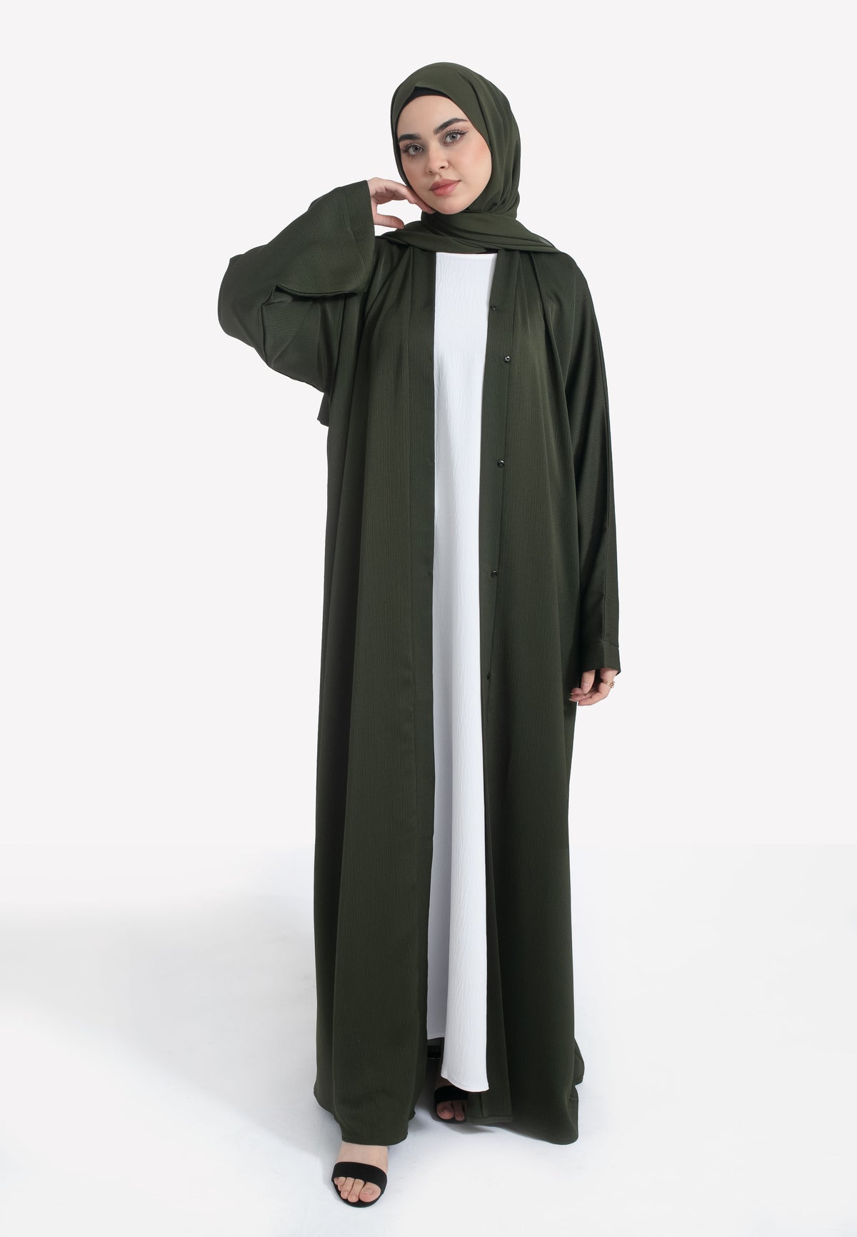 Olive Green Open Abaya