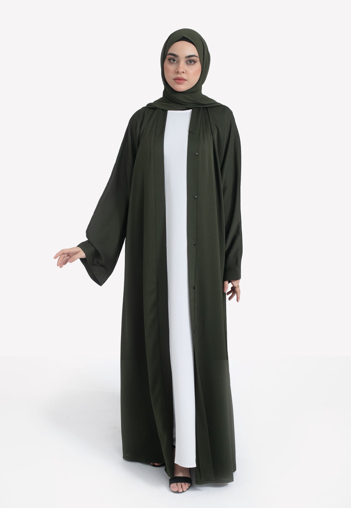 Olive Green Open Abaya