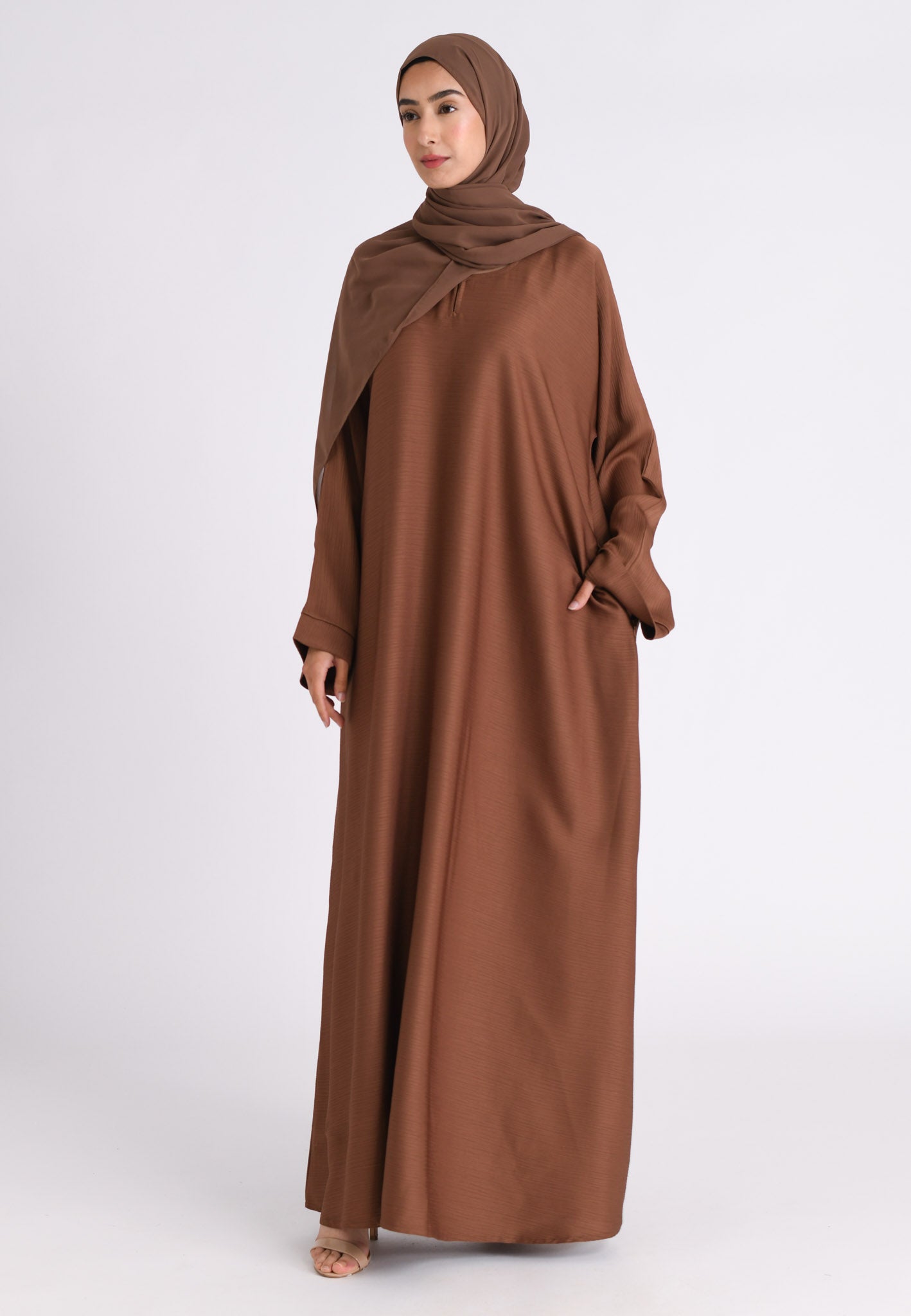 Burnt Orange Abaya with Zip Pockets (Premium) | Essential Pockets