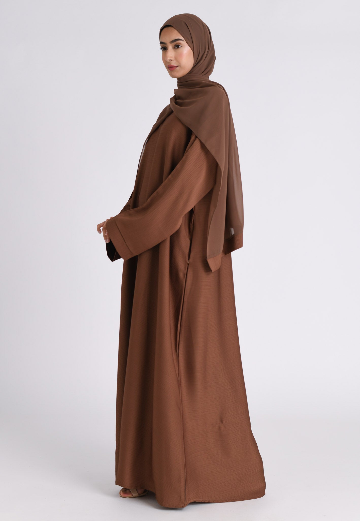 Burnt Orange Abaya with Zip Pockets (Premium) | Essential Pockets