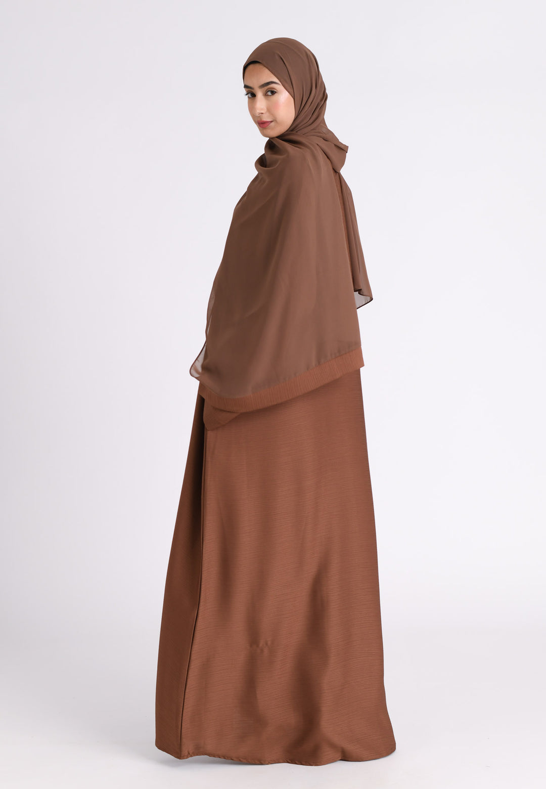 Orange Textured Abaya with Zip Pockets