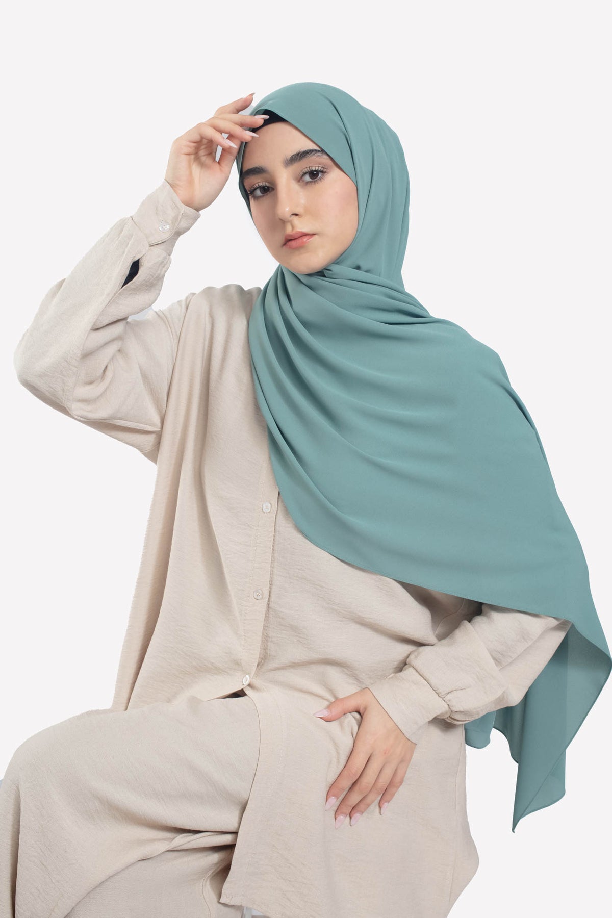 Pacific Green Georgette Hijab