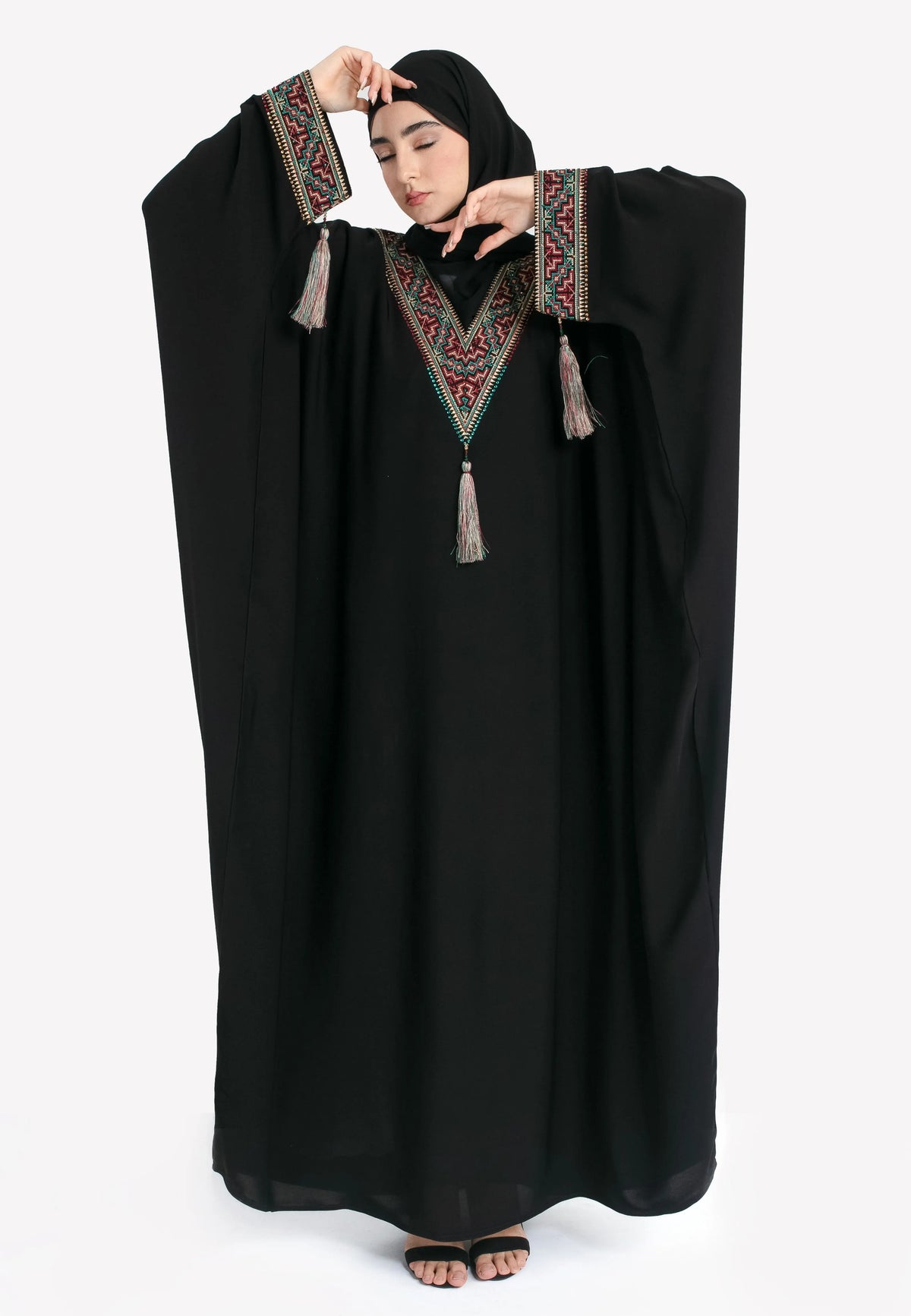 Front of Palestinian Inspired Batwing Abaya