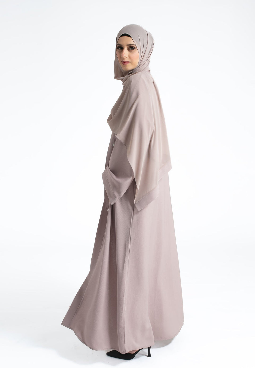 pastel abaya dress Textured Open Abaya
