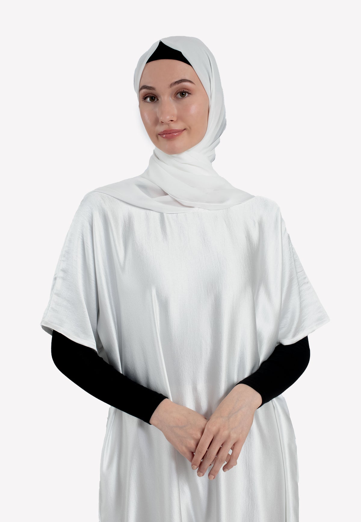 Pearl White Crepe Satin Inner Dress