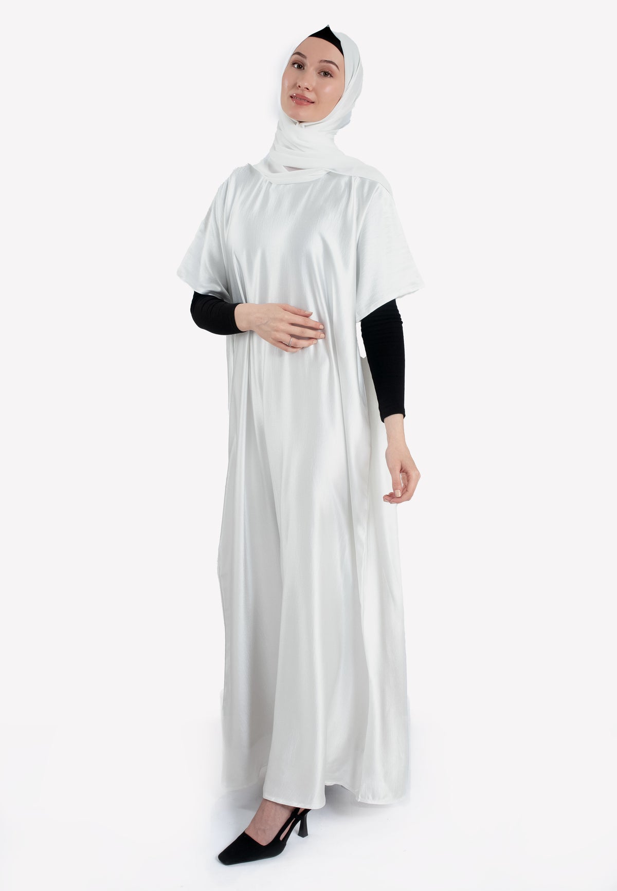 Pearl White Crepe Satin Inner Dress