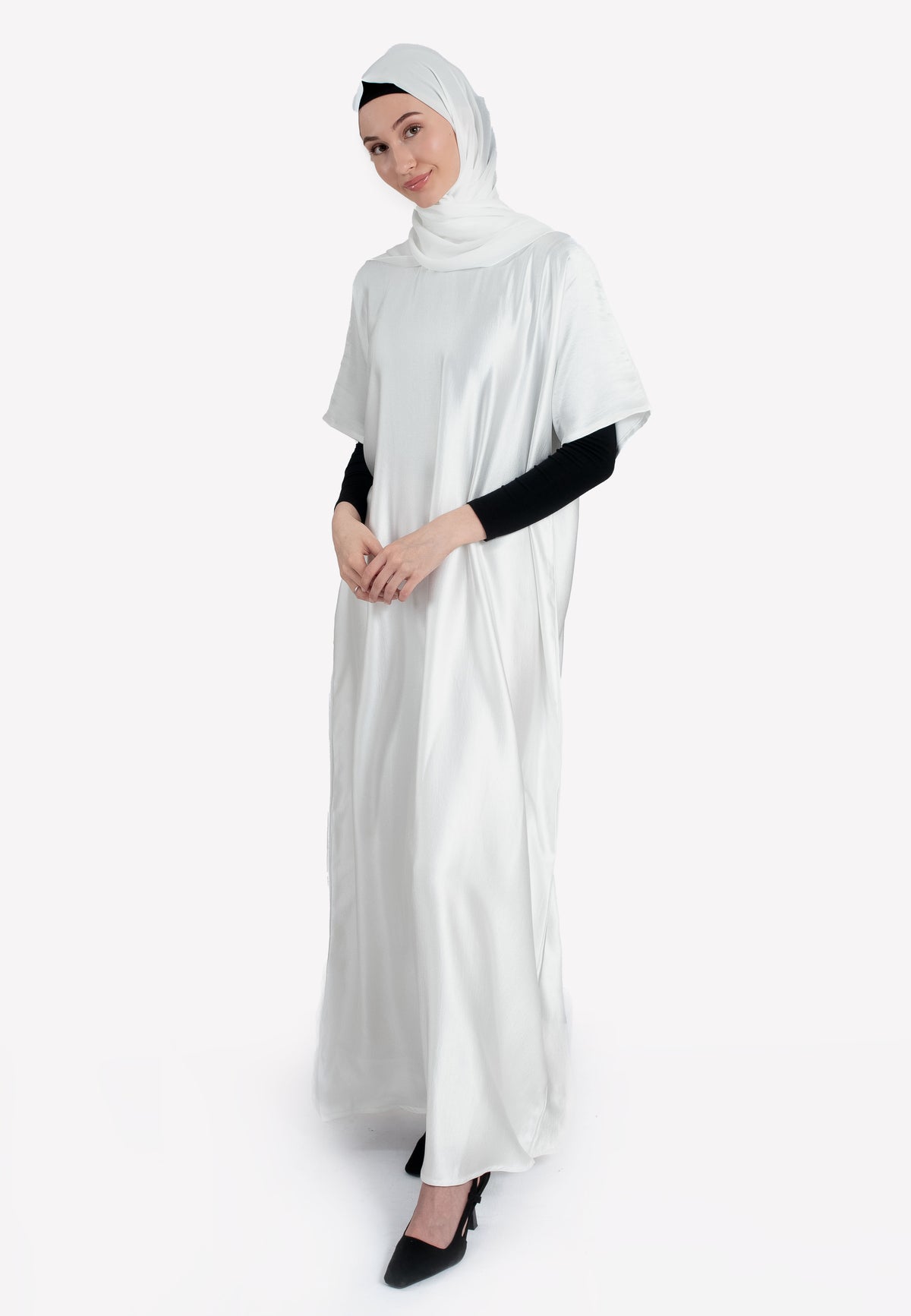 Pearl White Crepe Satin Inner Dress