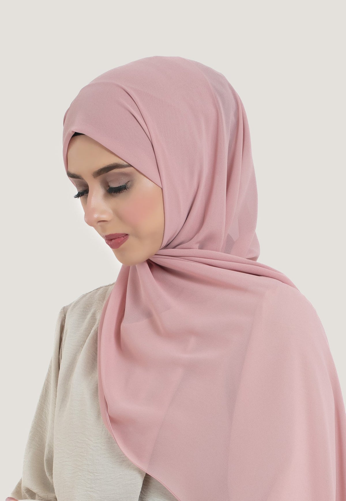 Pink Crepe Chiffon Hijab