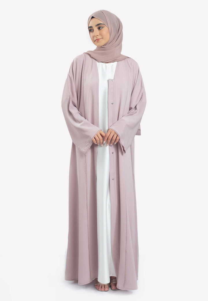 Light Pink Dainty Lace Open Abaya