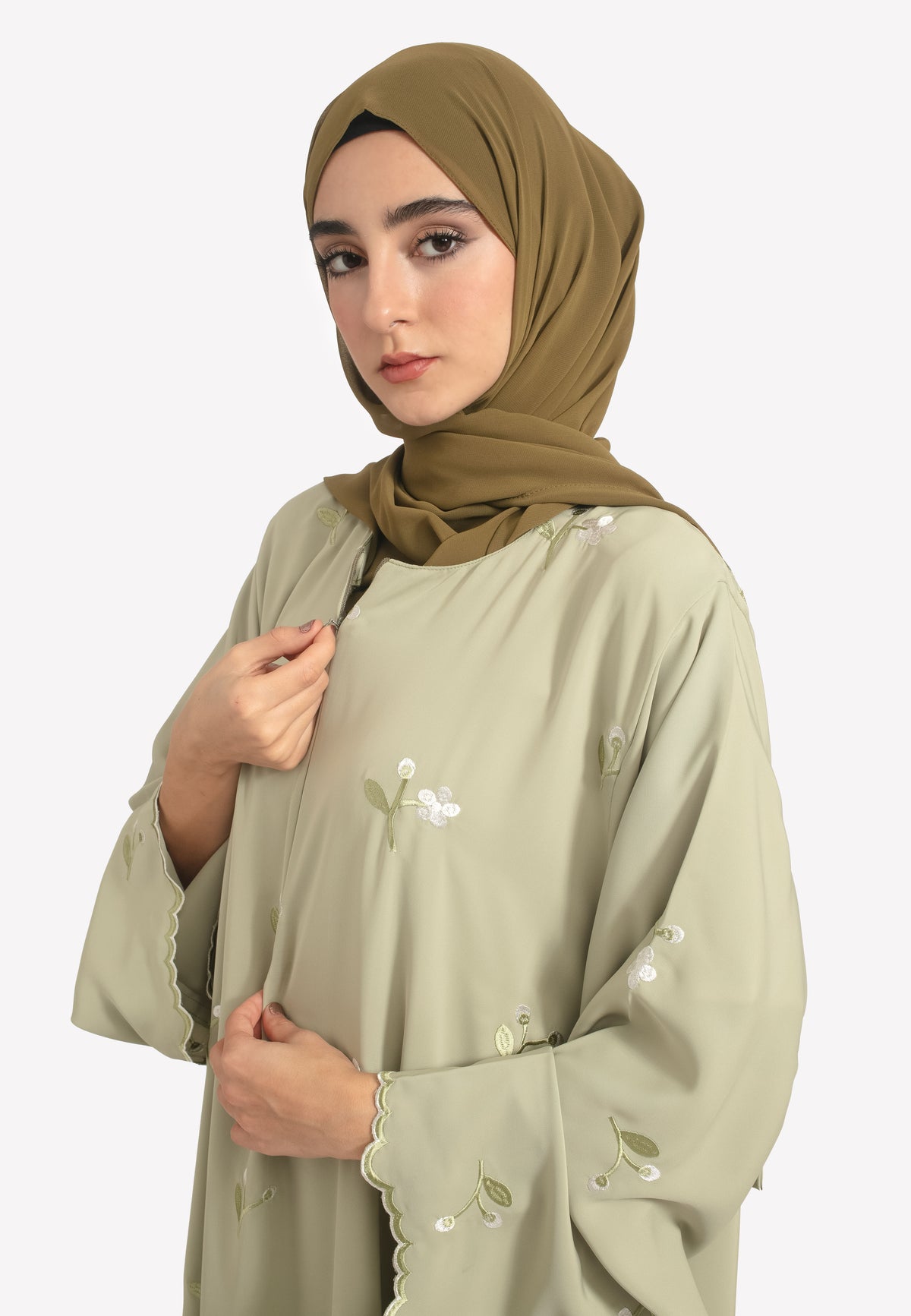 Nursing Abaya with Zip - Pistachio