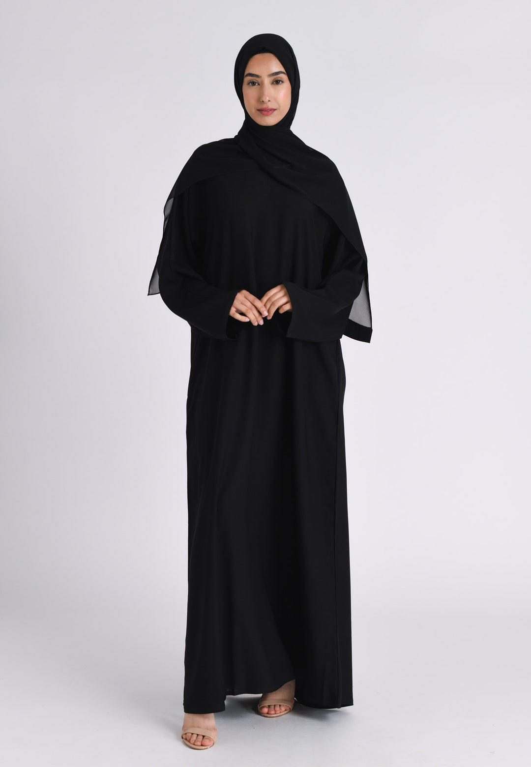 Plain Black Abaya with Zip Pockets