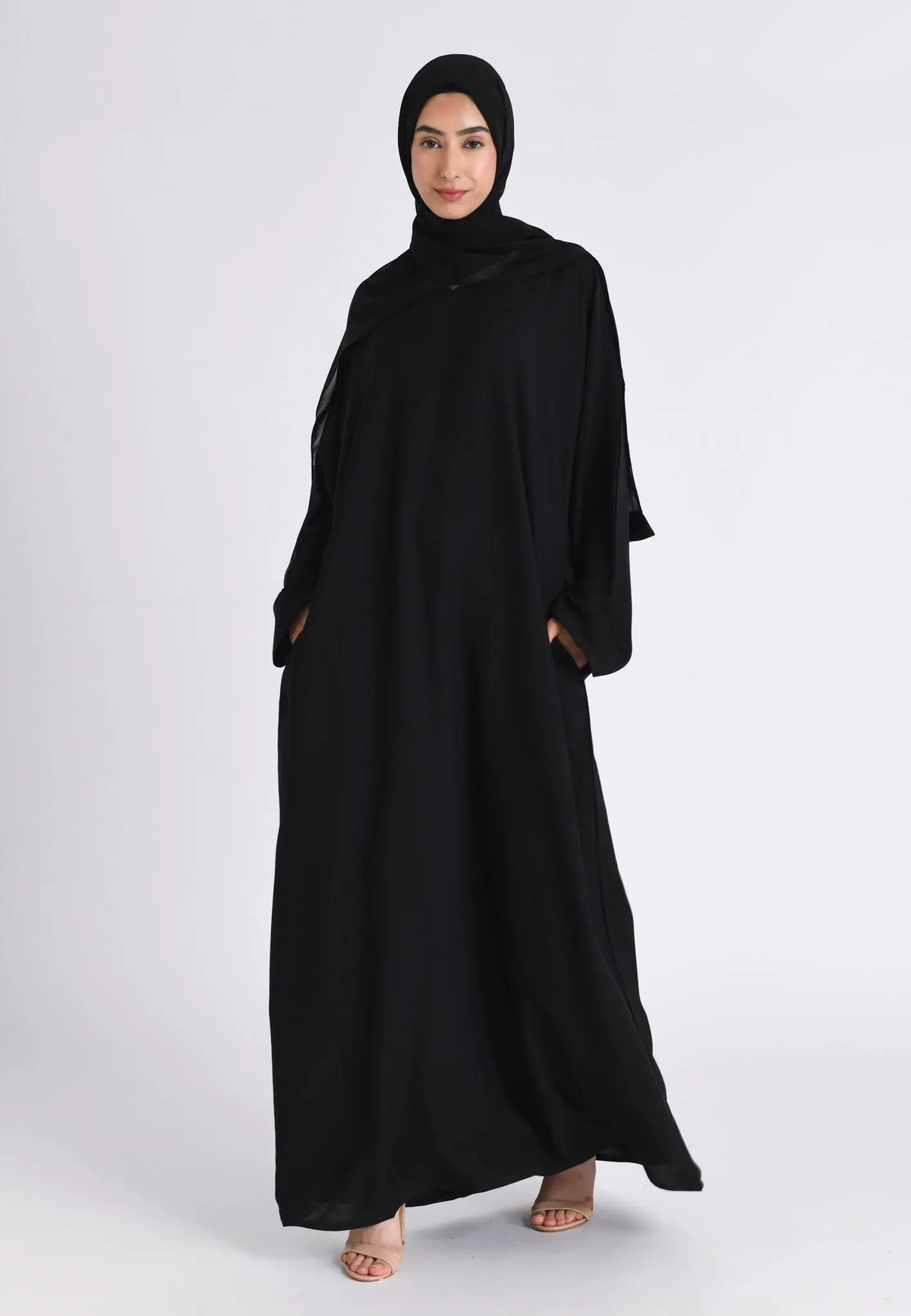 Plain Black Abaya with Zip Pockets