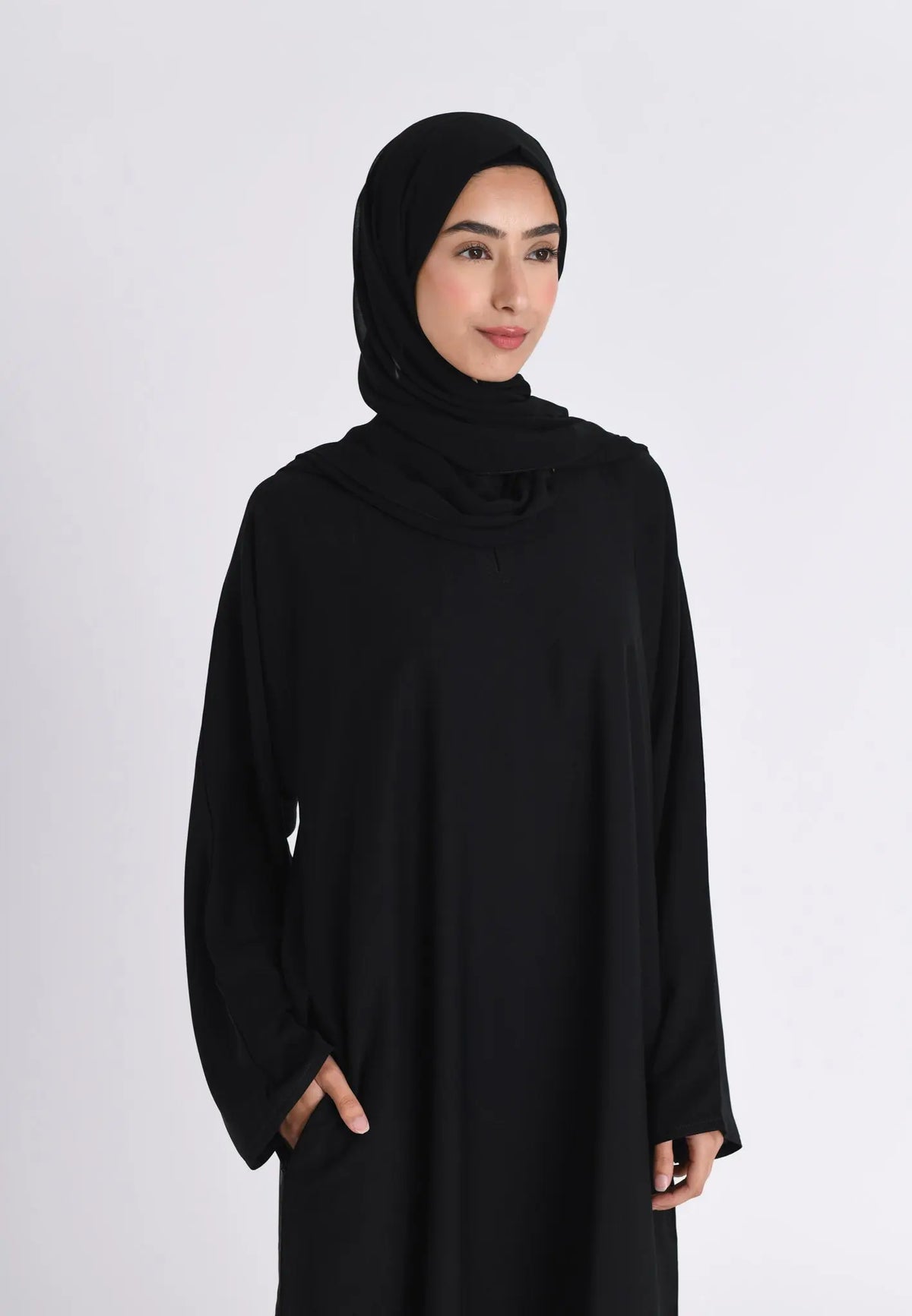 Plain Black Abaya with Zip Pockets