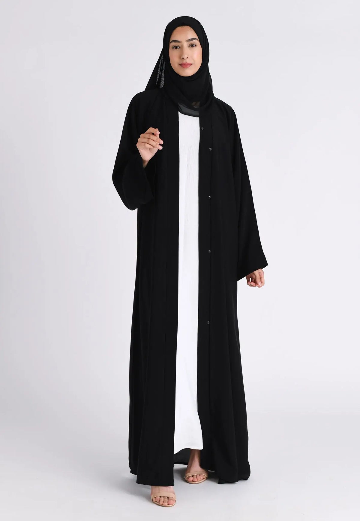 Plain Black Open Abaya (Premium) Hayah Al-Muslimah