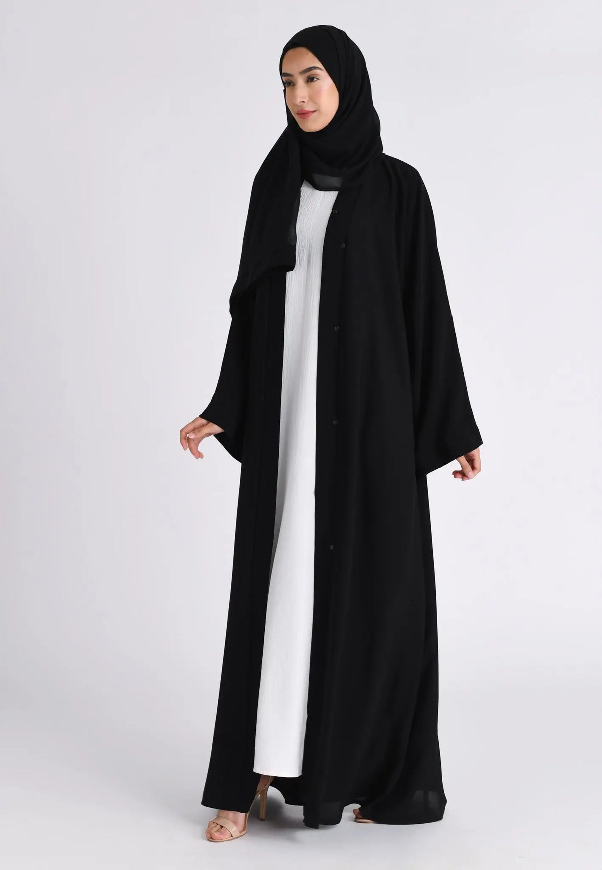 Plain Black Open Abaya (Premium) Hayah Al-Muslimah