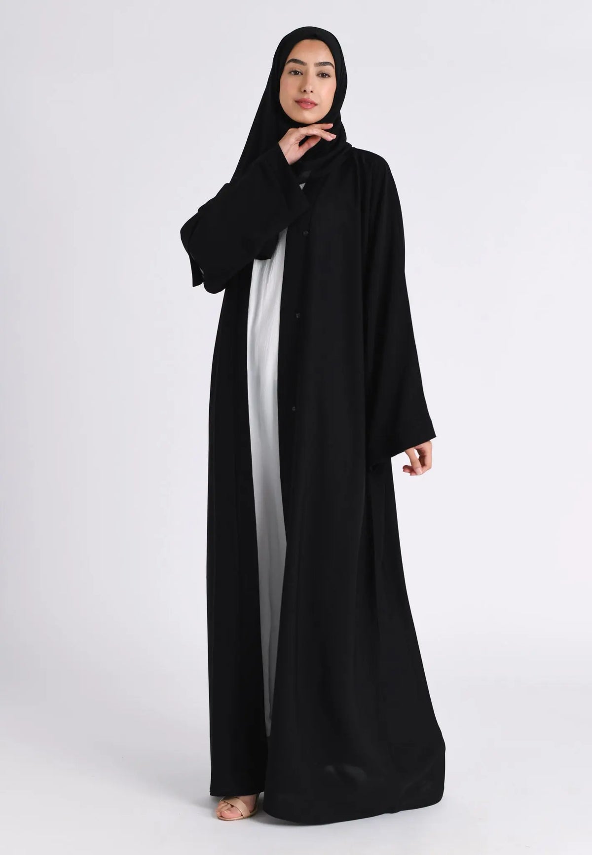 Plain Black Open Abaya (Premium) Hayah Al-Muslimah
