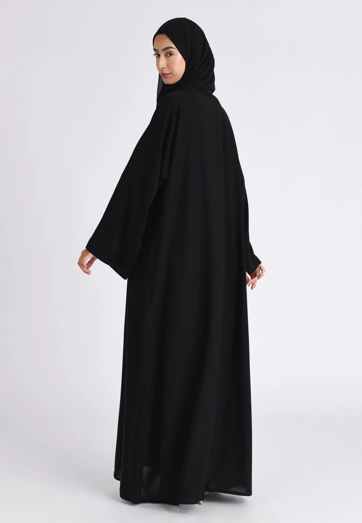 Plain Black Open Abaya (Premium) Hayah Al-Muslimah