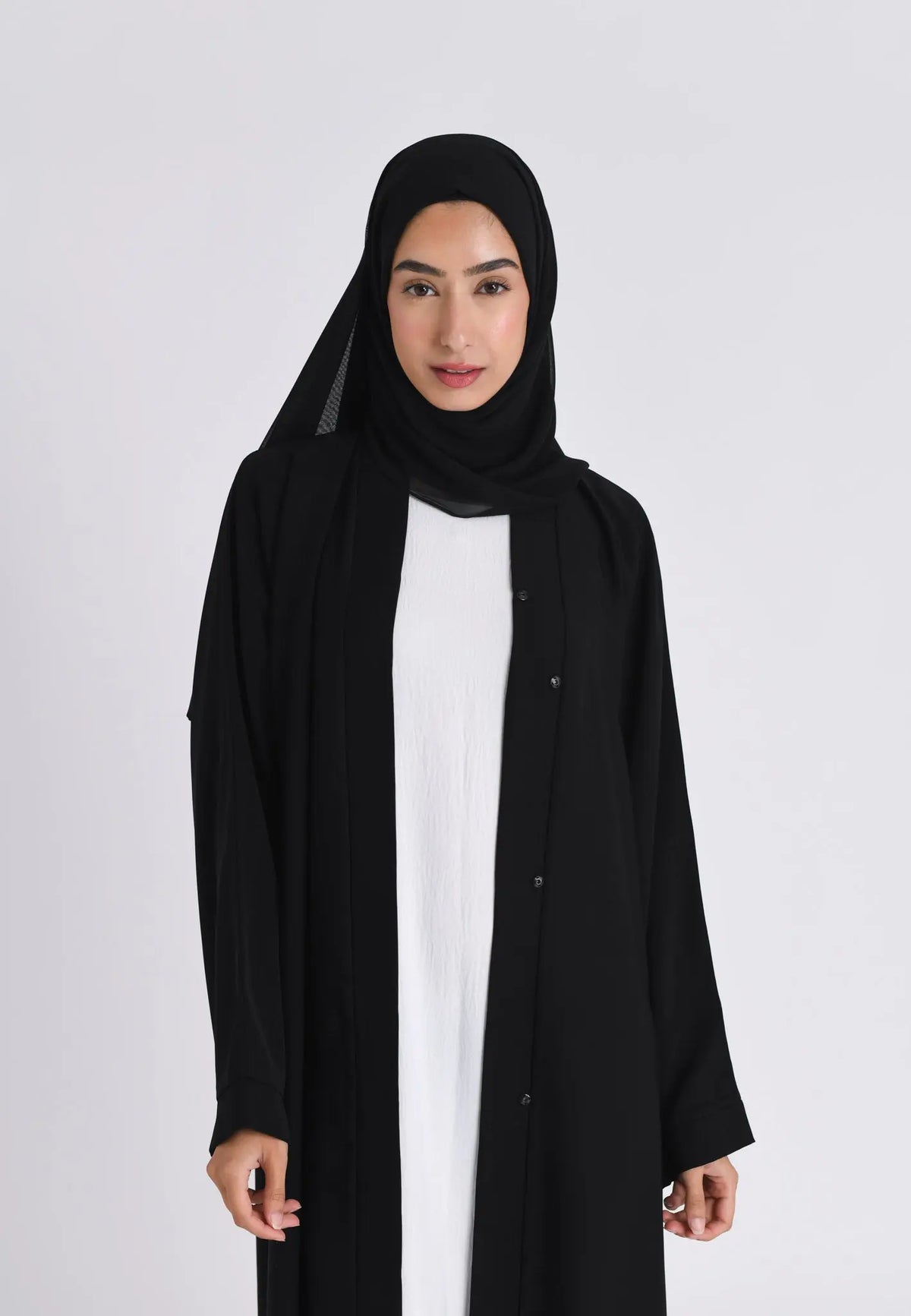 Plain Black Open Abaya (Premium) Hayah Al-Muslimah
