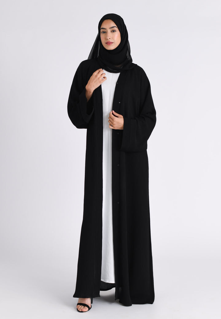 Plain Black Textured Open Abaya Premium Online Essential Open plain-black-textured-open-abaya-premium-online-essential-open