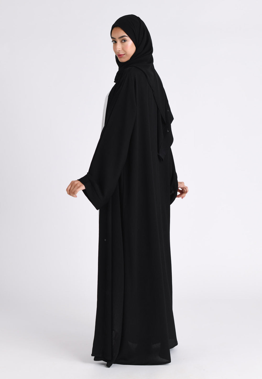 Plain Black Textured Open Abaya Premium Online Essential Open plain-black-textured-open-abaya-premium-online-essential-open