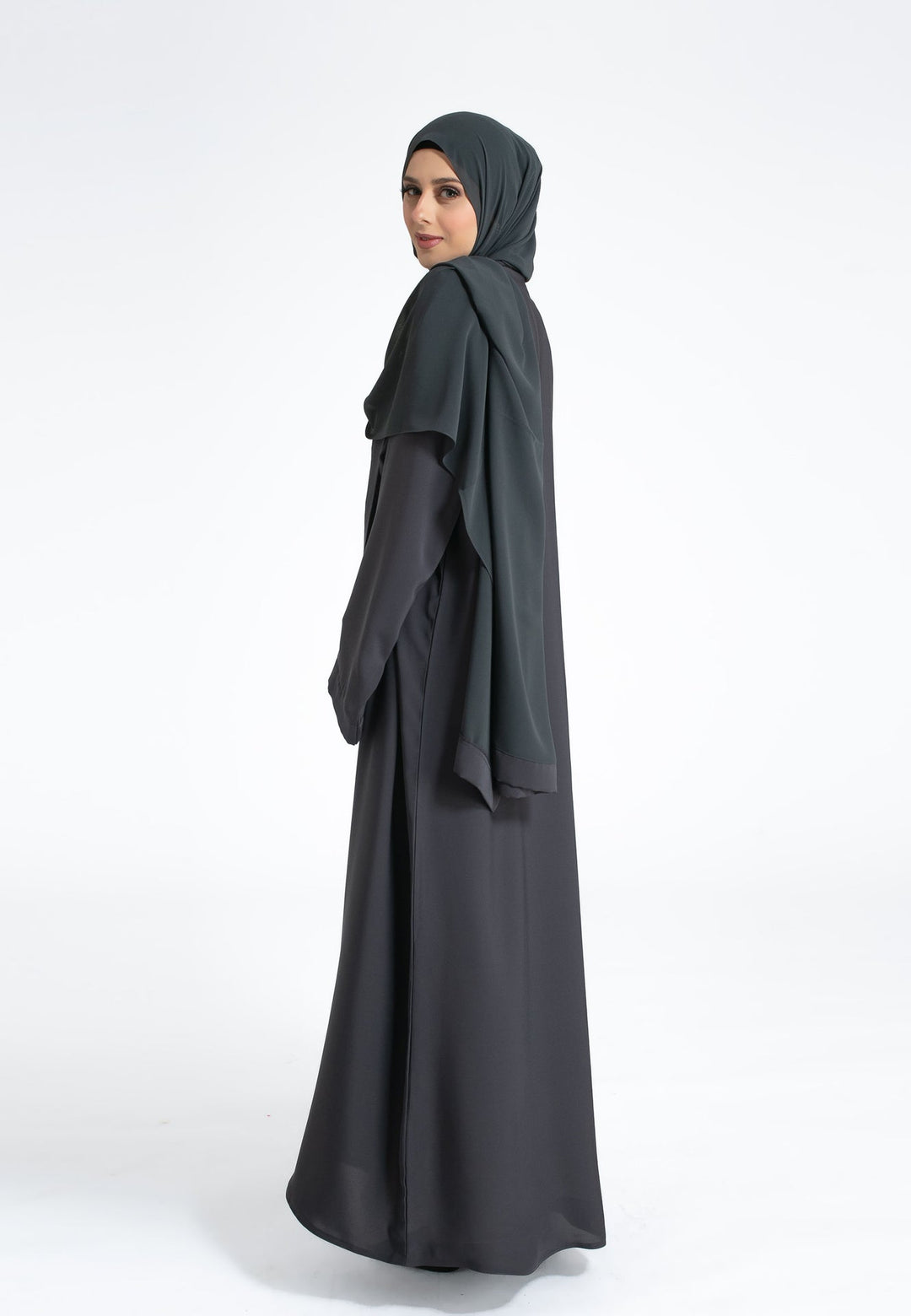 Grey Open Abaya by Abaya Lounge