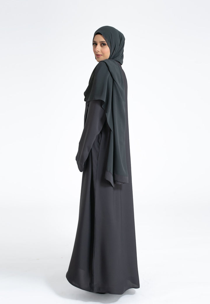 Grey Open Abaya by Abaya Lounge