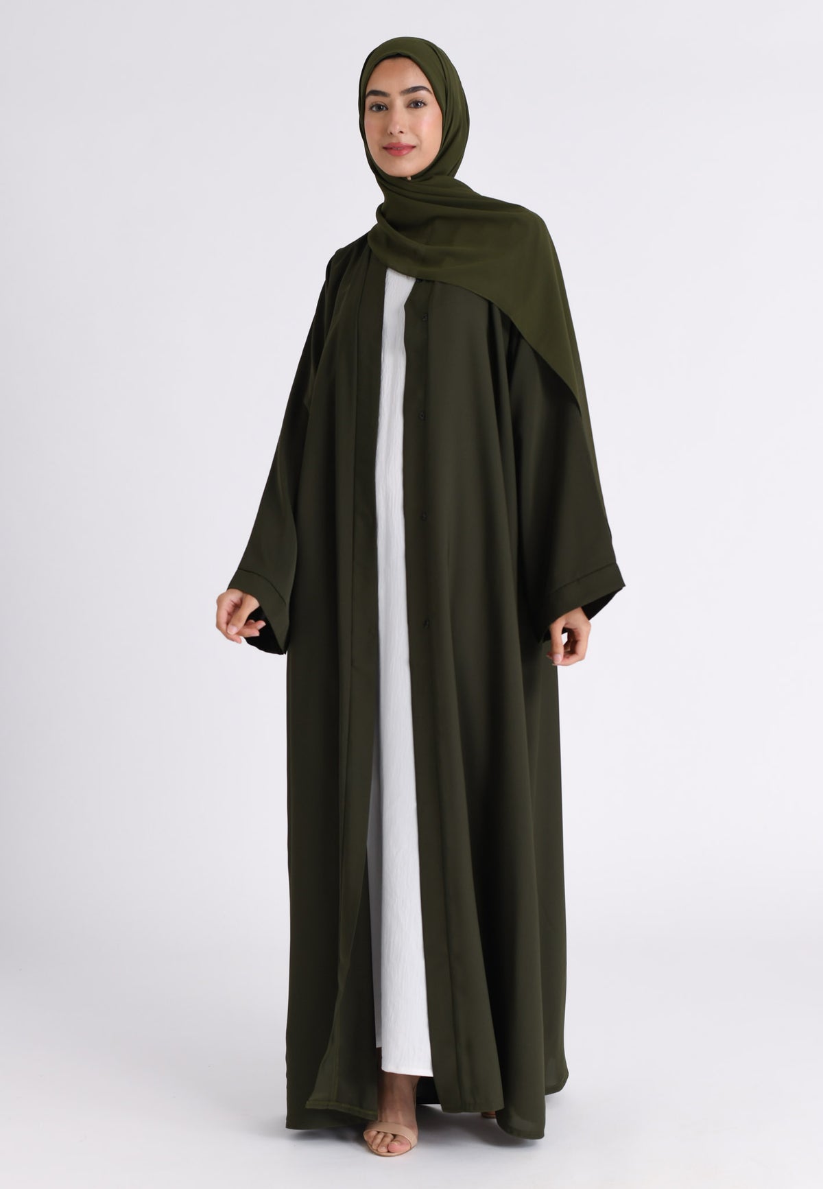 Plain Emerald Green Open Abaya