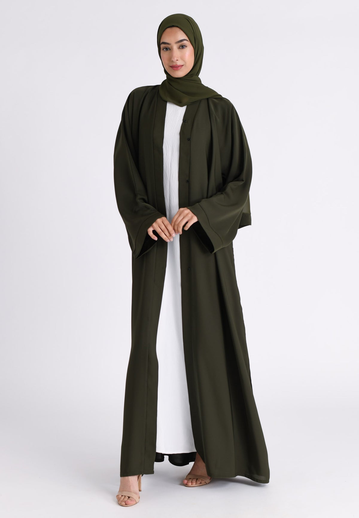 Plain Emerald Green Open Abaya