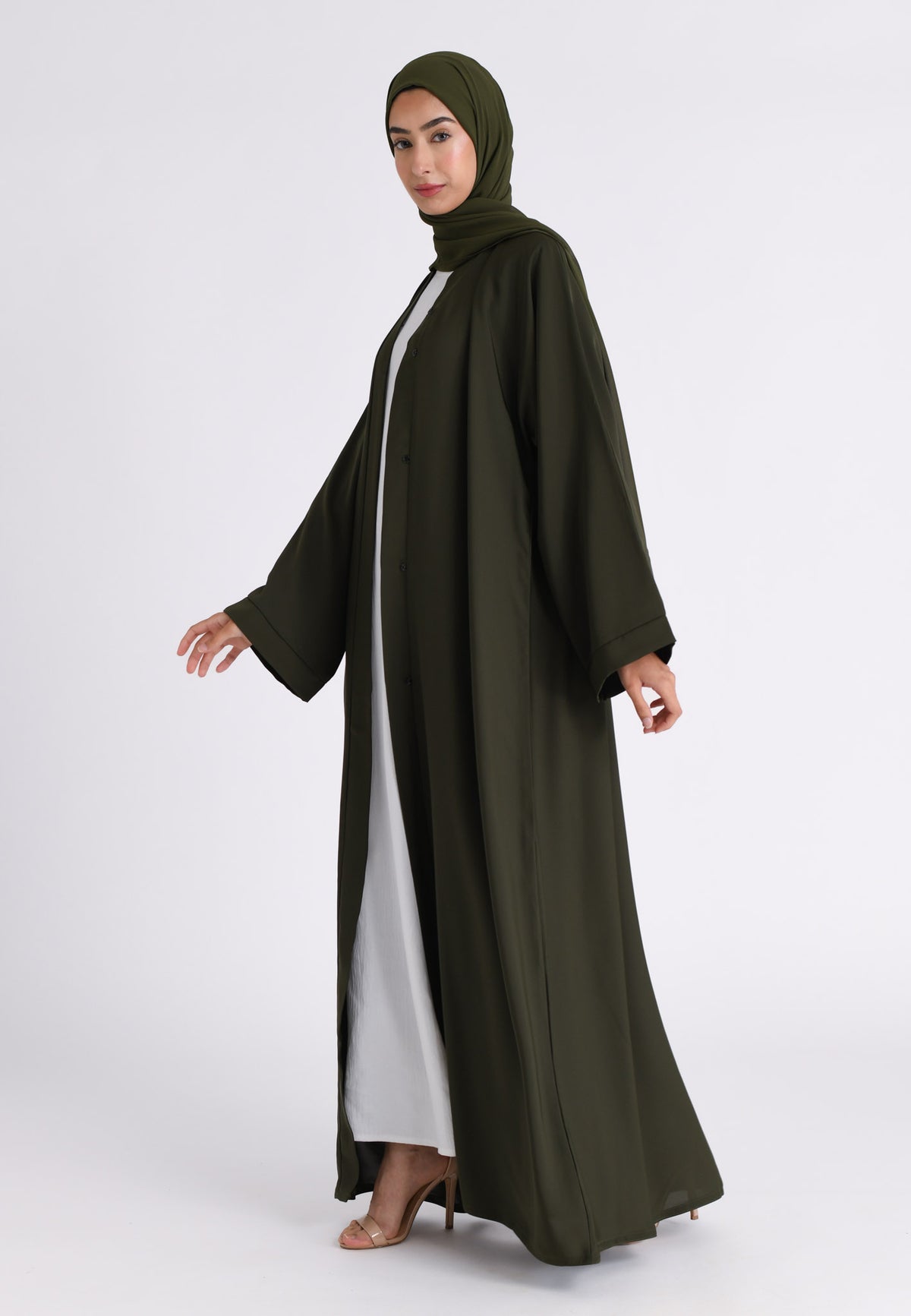 Plain Emerald Green Open Abaya