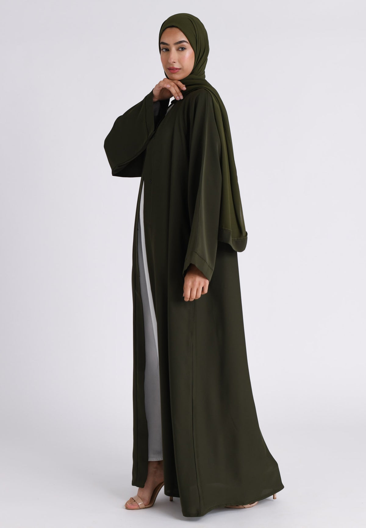 Plain Emerald Green Open Abaya