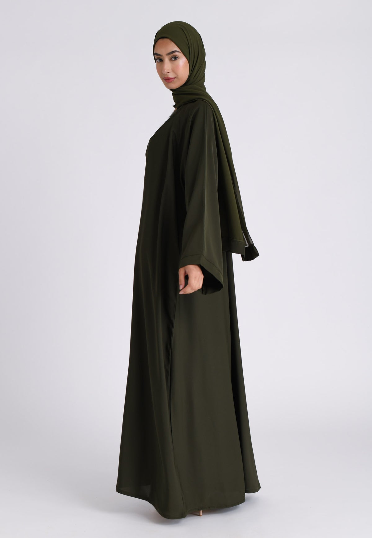Plain Emerald Green Open Abaya