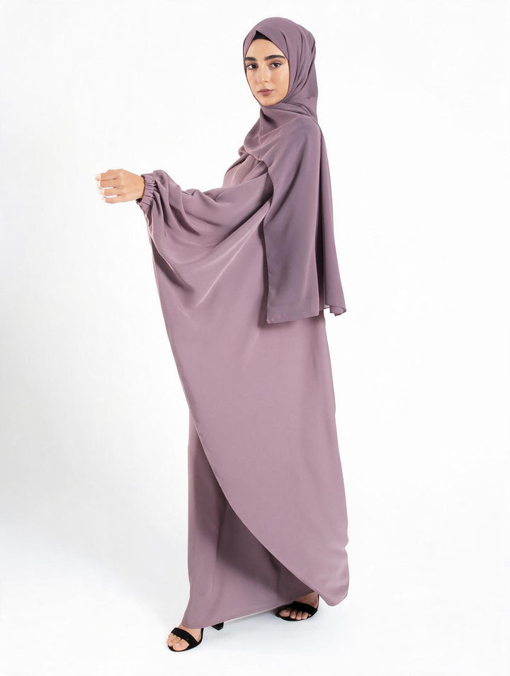 Classic Lilac Farasha With Elasticated Cuff Sleeves