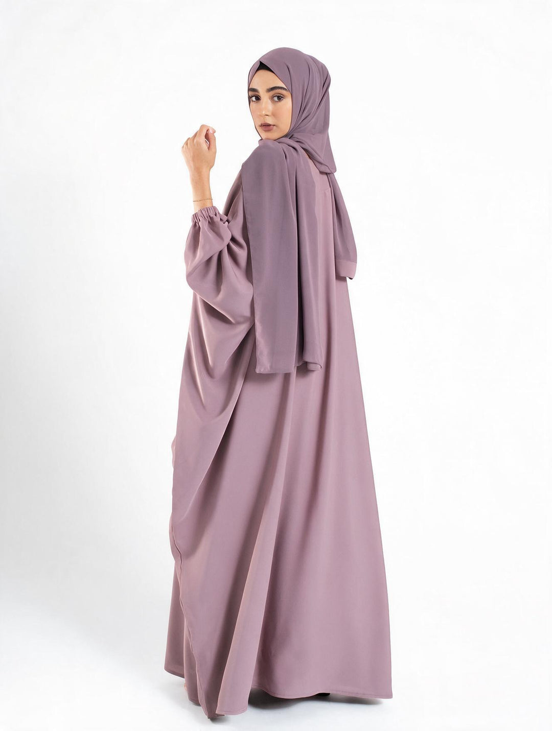 Classic Lilac Farasha With Elasticated Cuff Sleeves