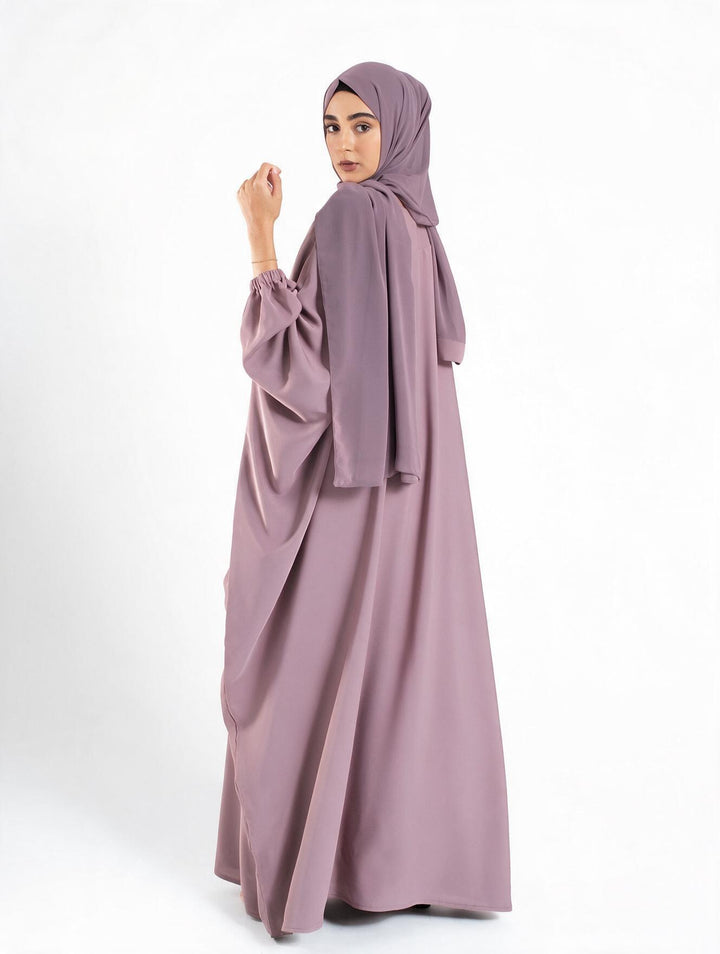 Classic Lilac Farasha With Elasticated Cuff Sleeves