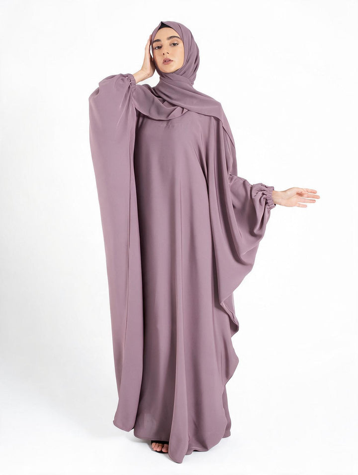 Classic Lilac Farasha With Elasticated Cuff Sleeves