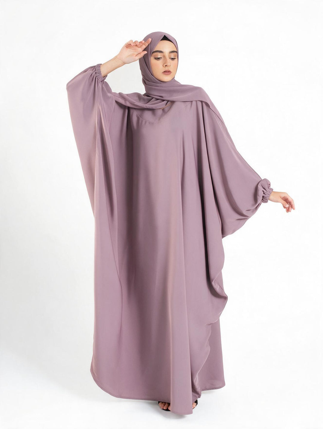 Classic Lilac Farasha With Elasticated Cuff Sleeves