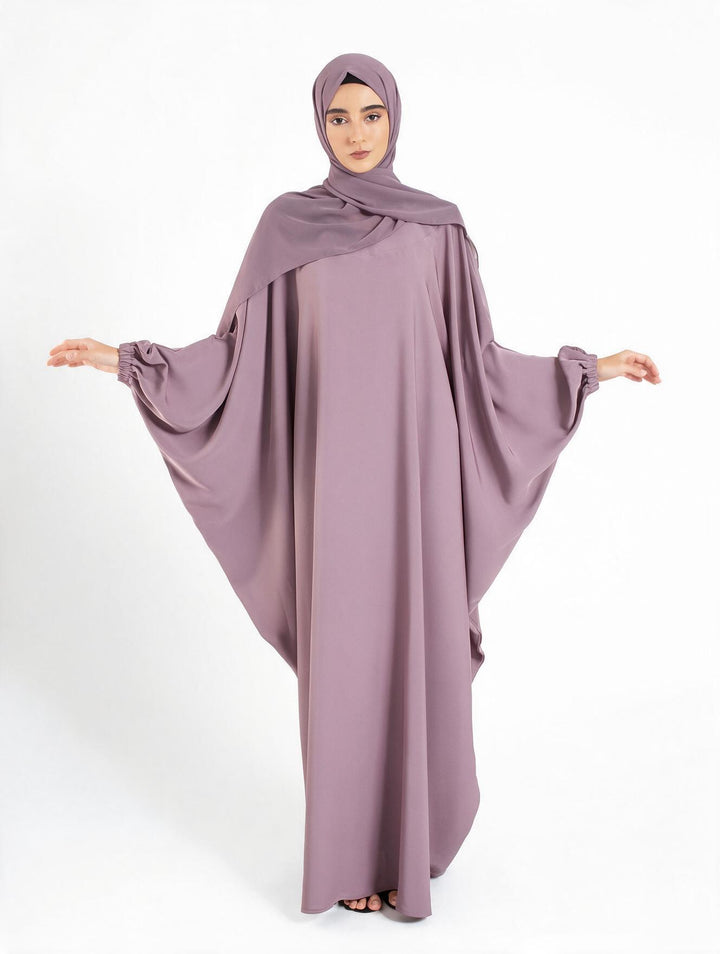 Classic Lilac Farasha With Elasticated Cuff Sleeves