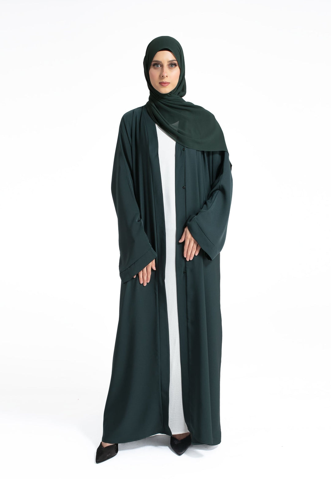 Forest Green Open Abaya