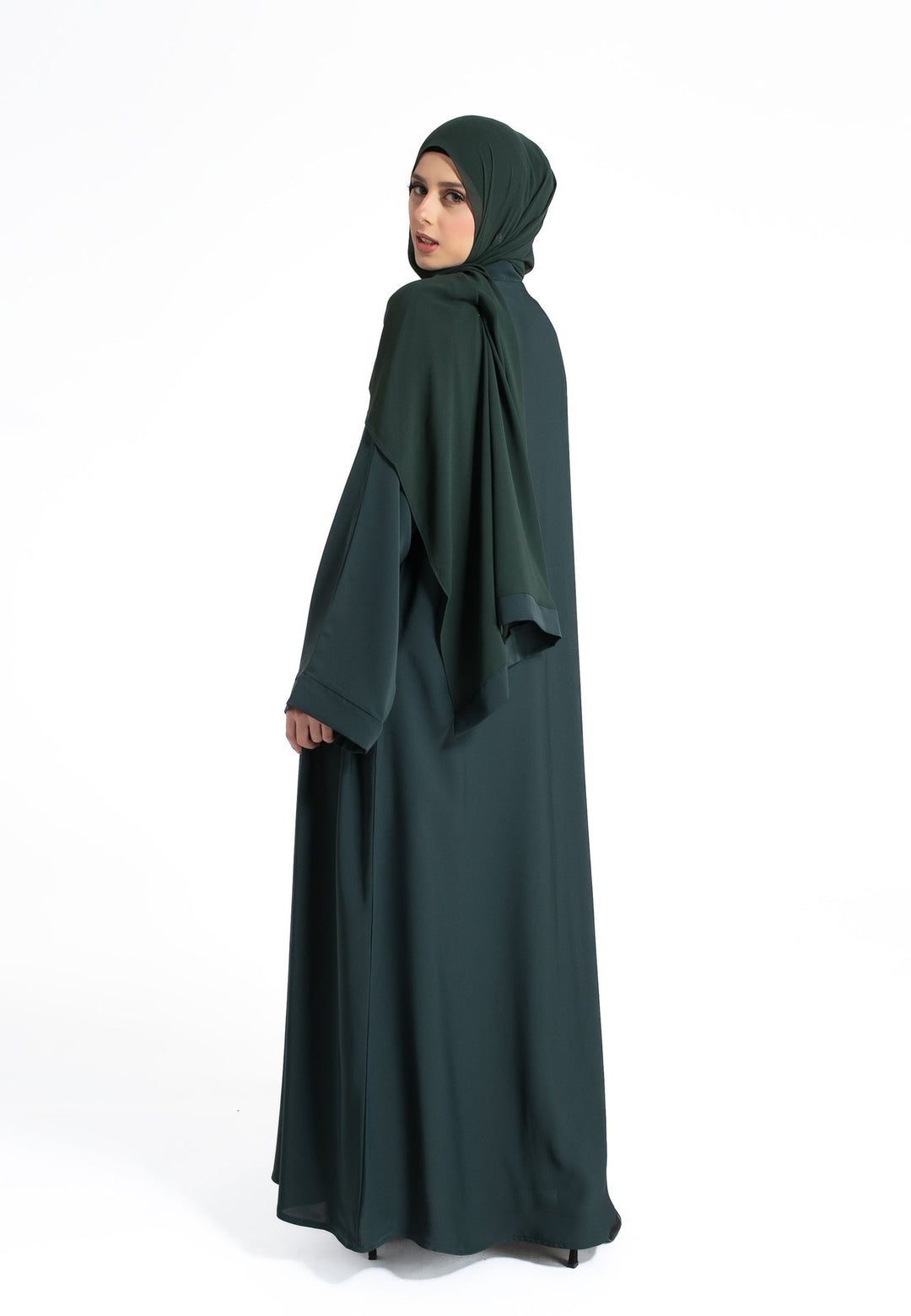 Open Abaya in Forest Green