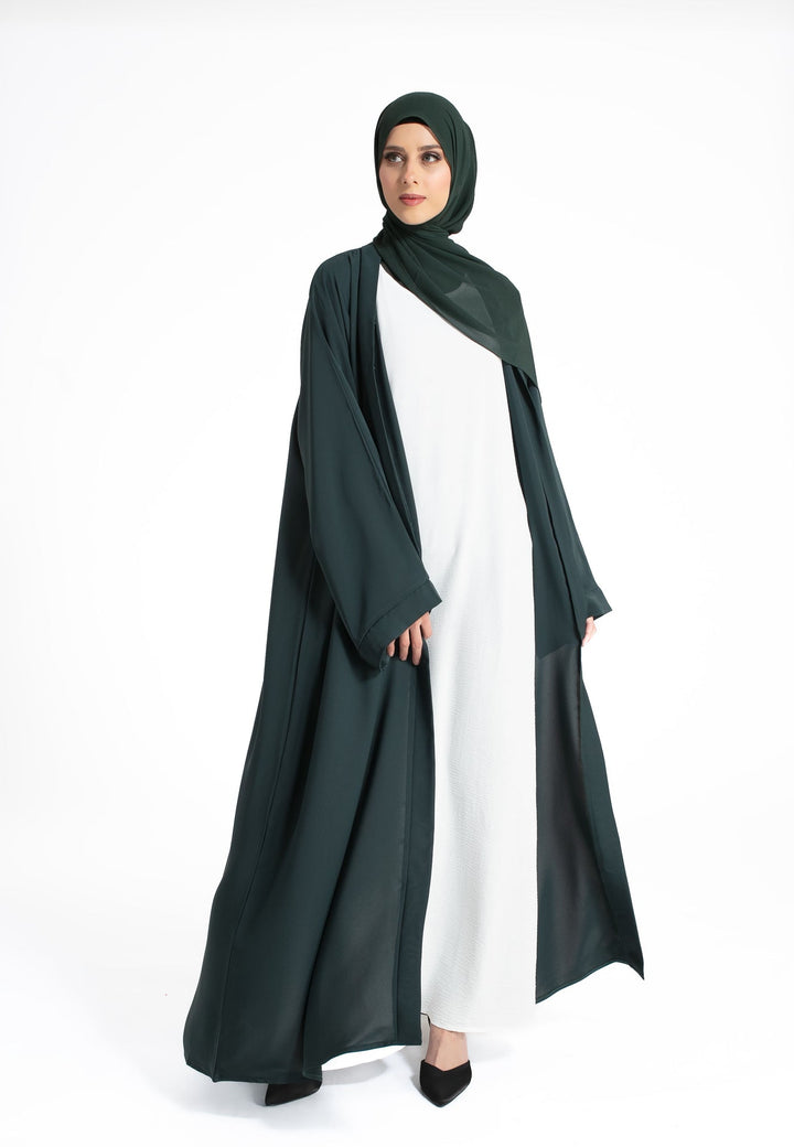 Forest Green Plain Open Abaya