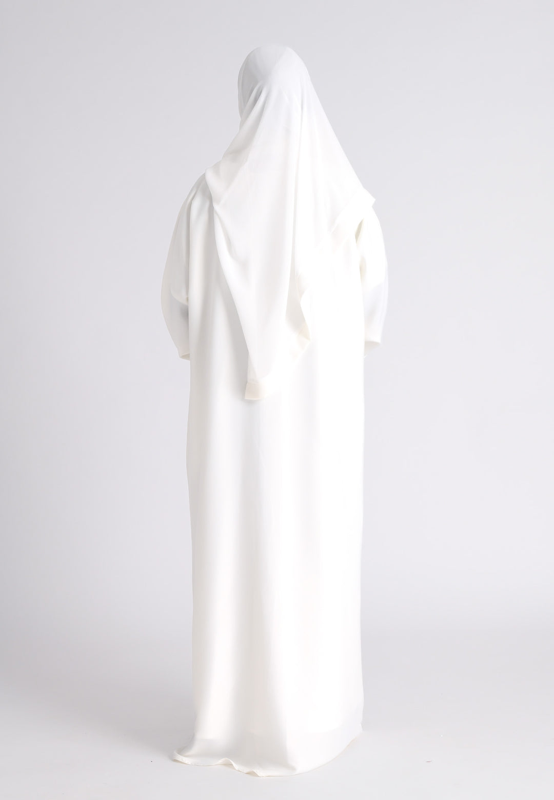 Plain Liquid Satin Open Abaya - White