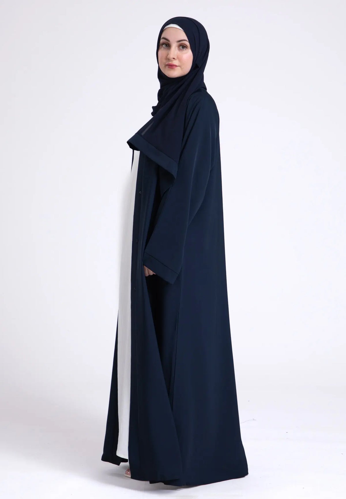 Plain Navy Open Abaya