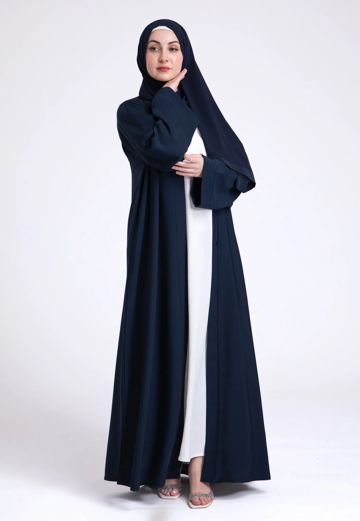 Plain Navy Open Abaya