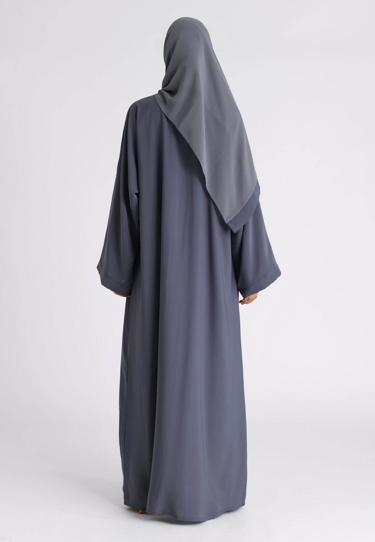 Plain Pearl Grey Open Abaya