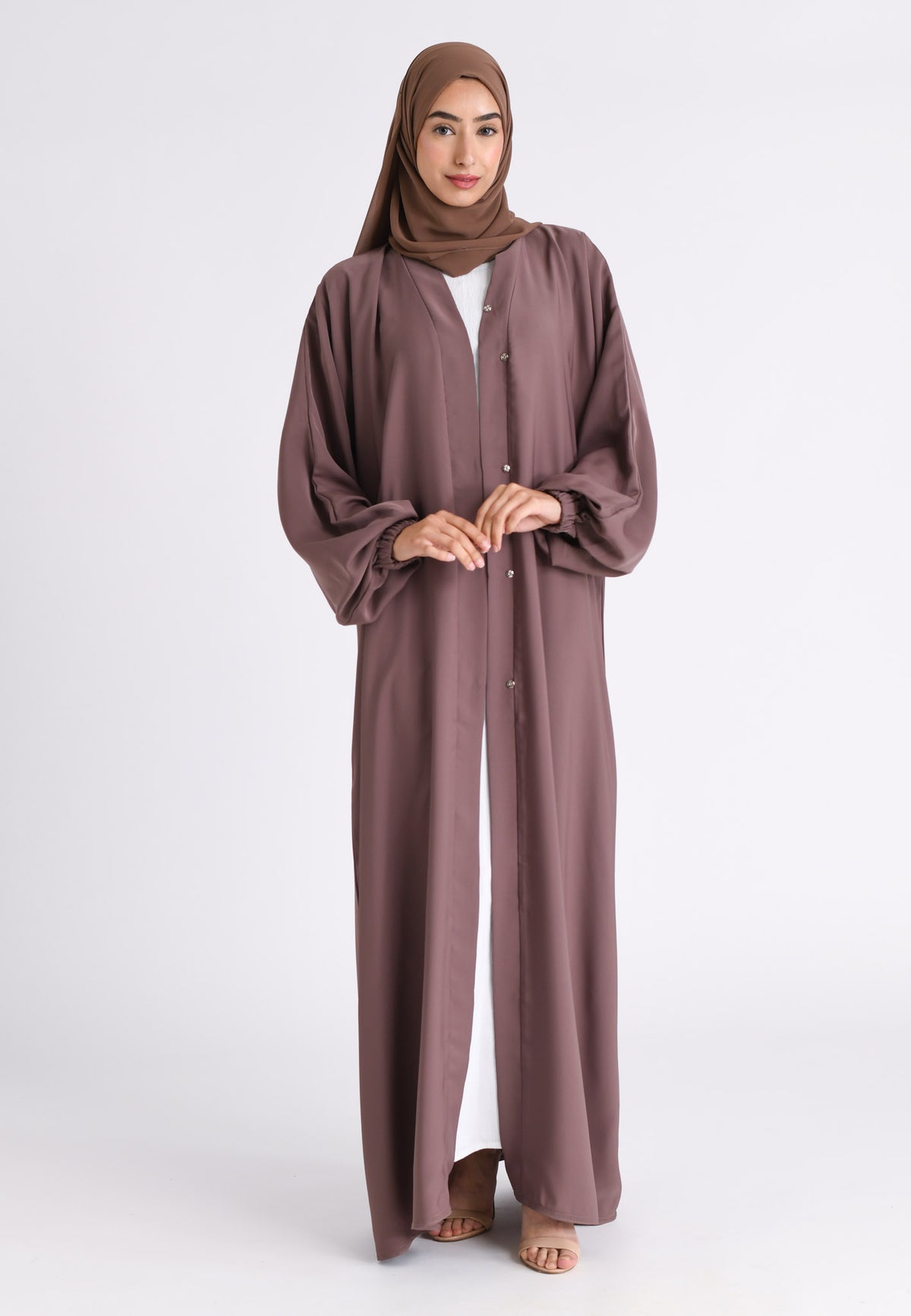 Taupe Abaya With Cuff Sleeves