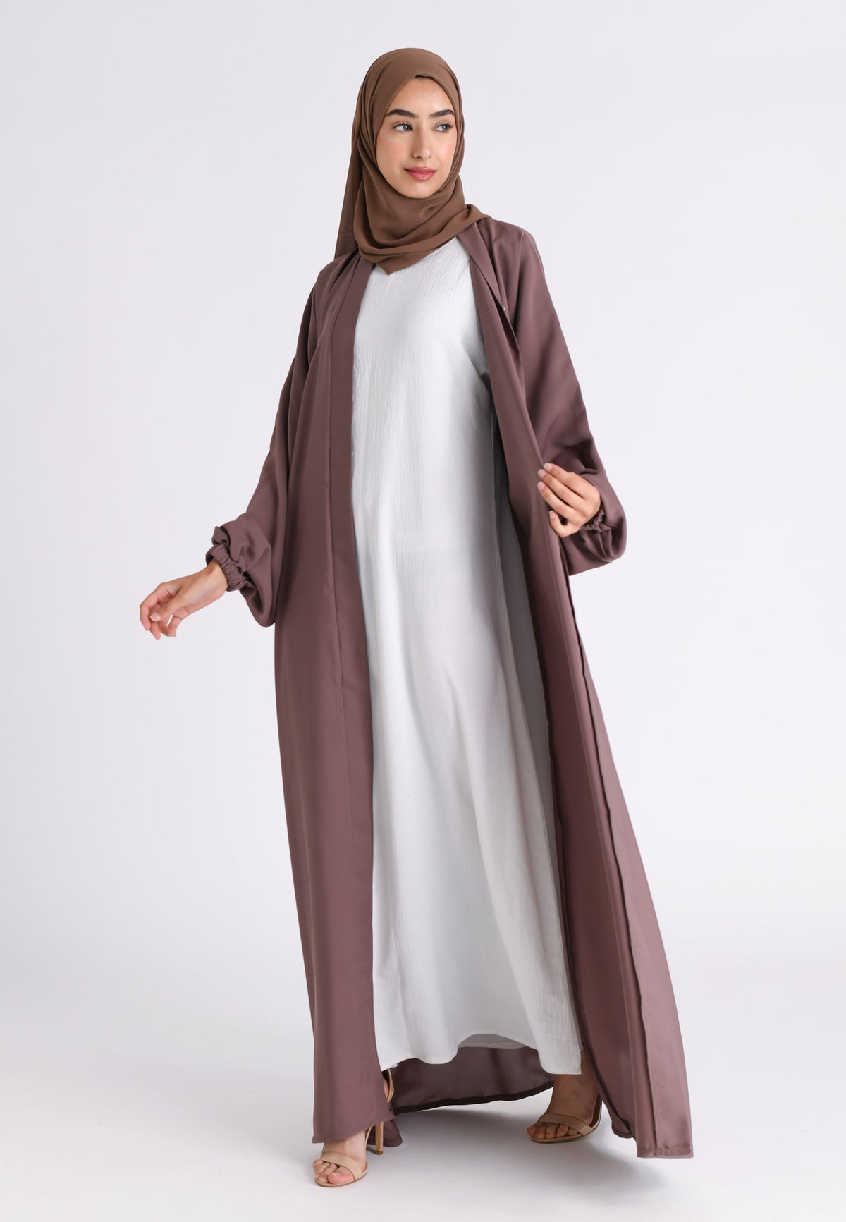 Taupe Abaya With Cuff Sleeves