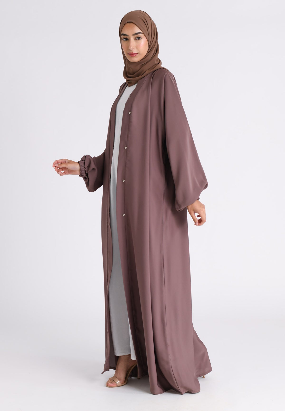 Taupe Abaya With Cuff Sleeves