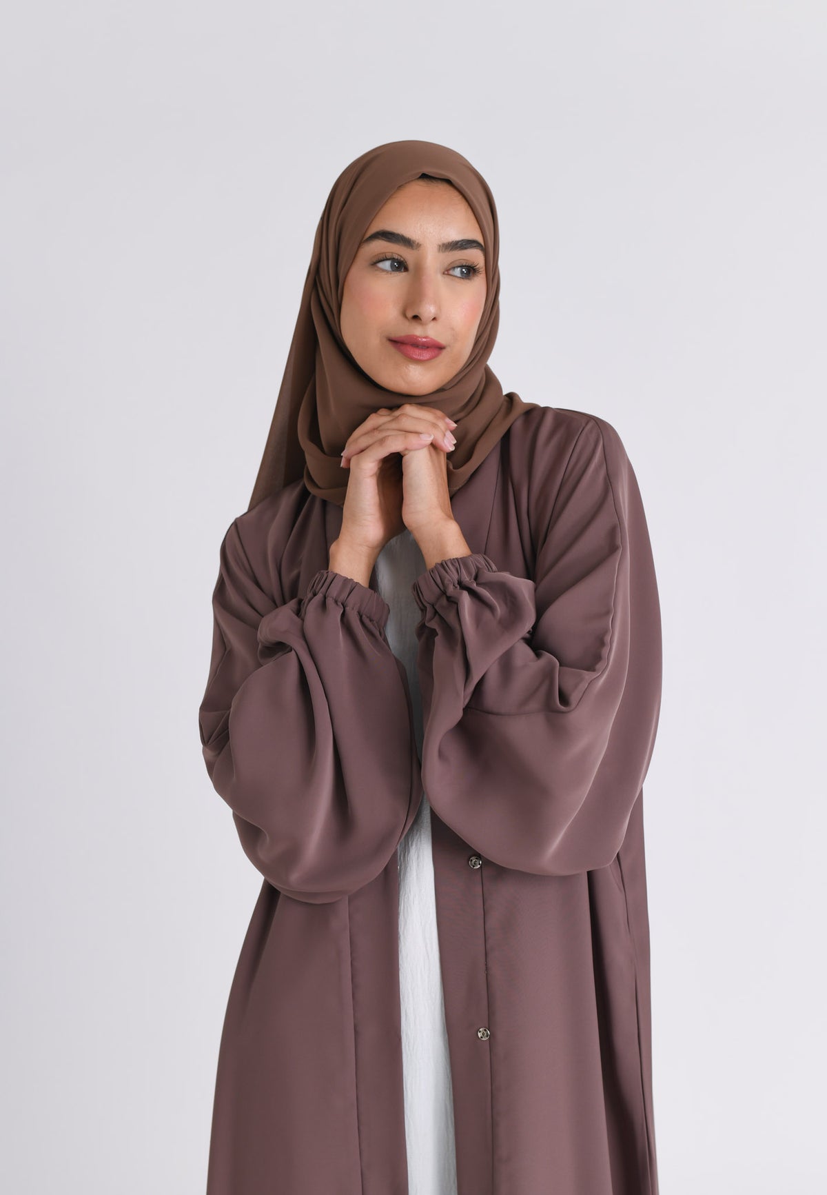 Taupe Abaya With Cuff Sleeves